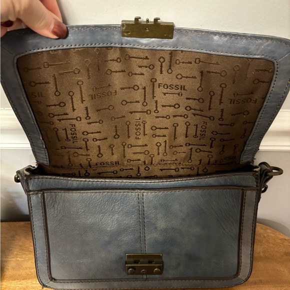 Vintage blue/grey FOSSIL leather bag - Picture 5 of 12